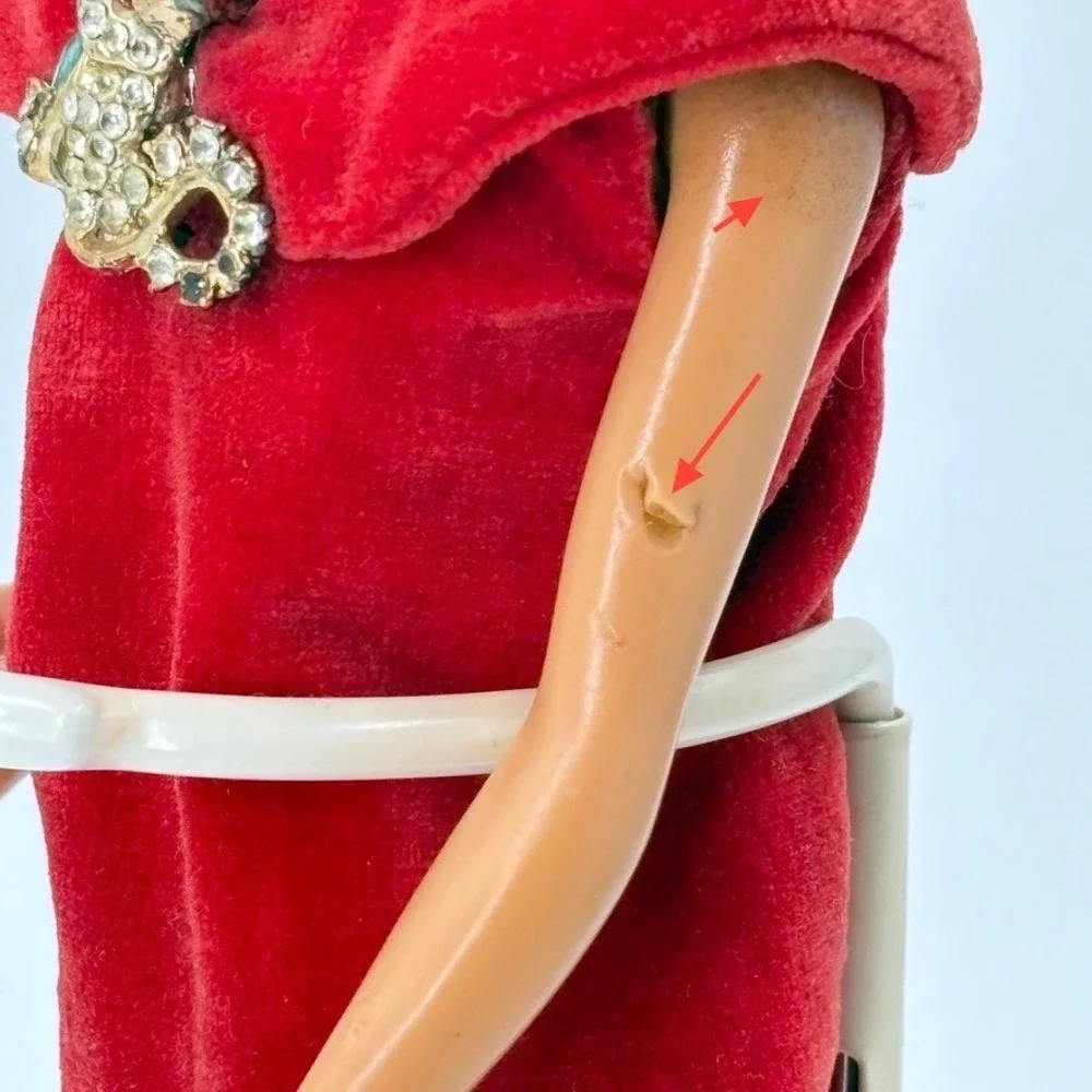 1961 Bubblecut Barbie Doll Original Blonde Red Lips Nails Greasy Face Japan